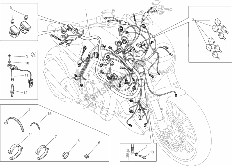 Todas as partes de Chicote De Fiação do Ducati Diavel White Stripe USA 1200 2013